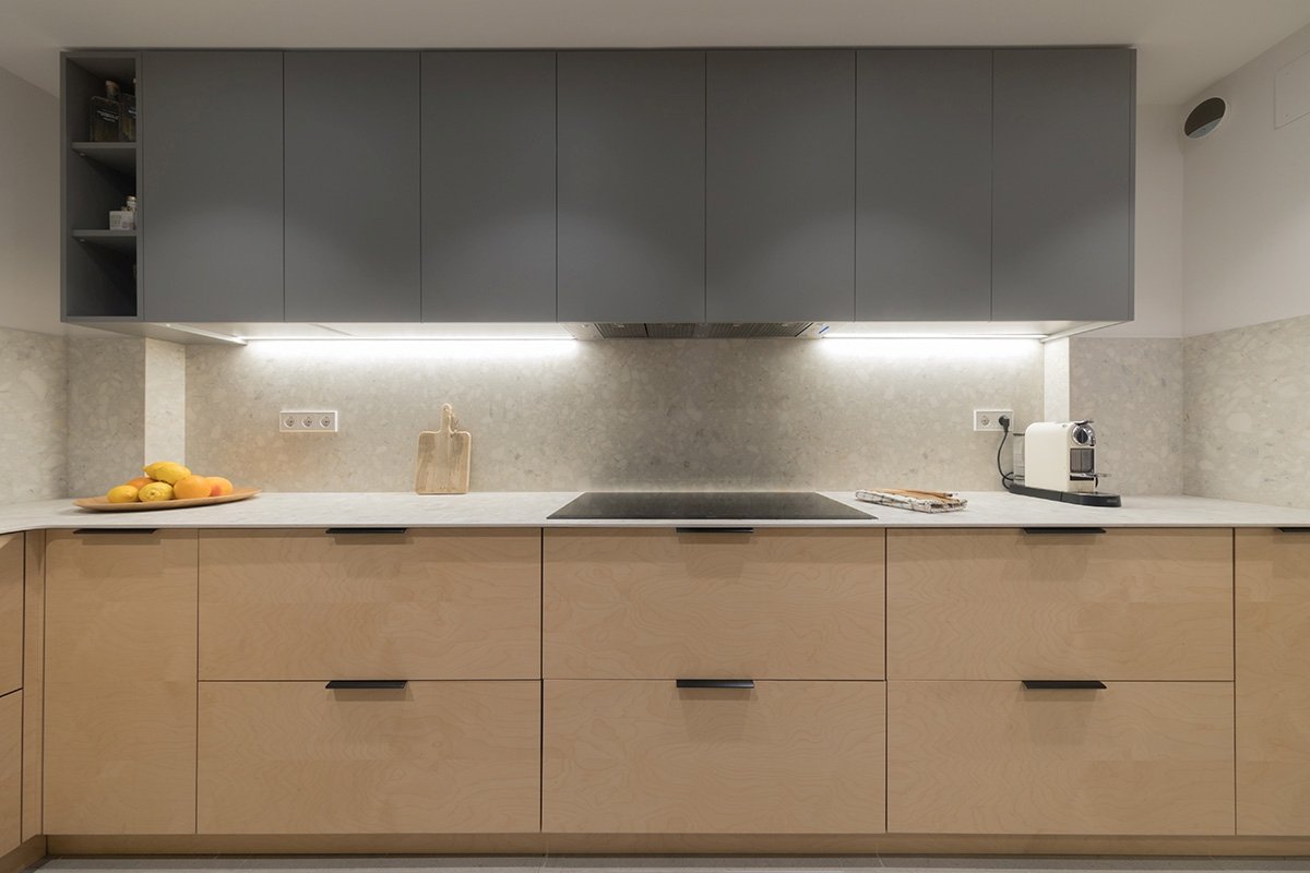 Cocina en madera de fresno